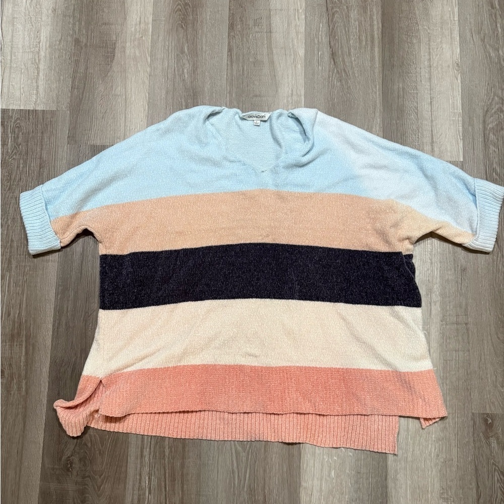 DAVI & DANI Pastel Striped V-Neck Sweater